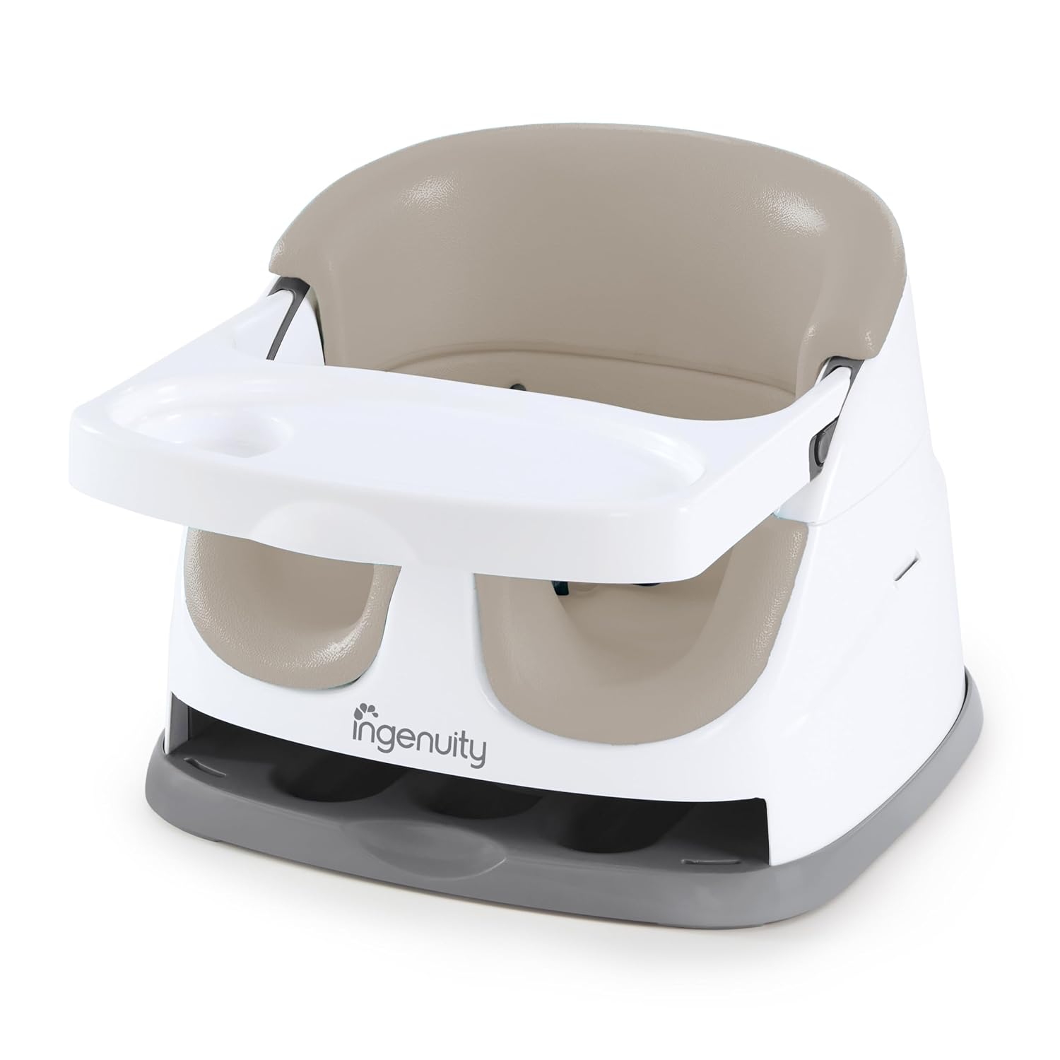 Baby Base 2-In-1 Booster Feeding and Floor Seat with Self-Storing Tray - Slate