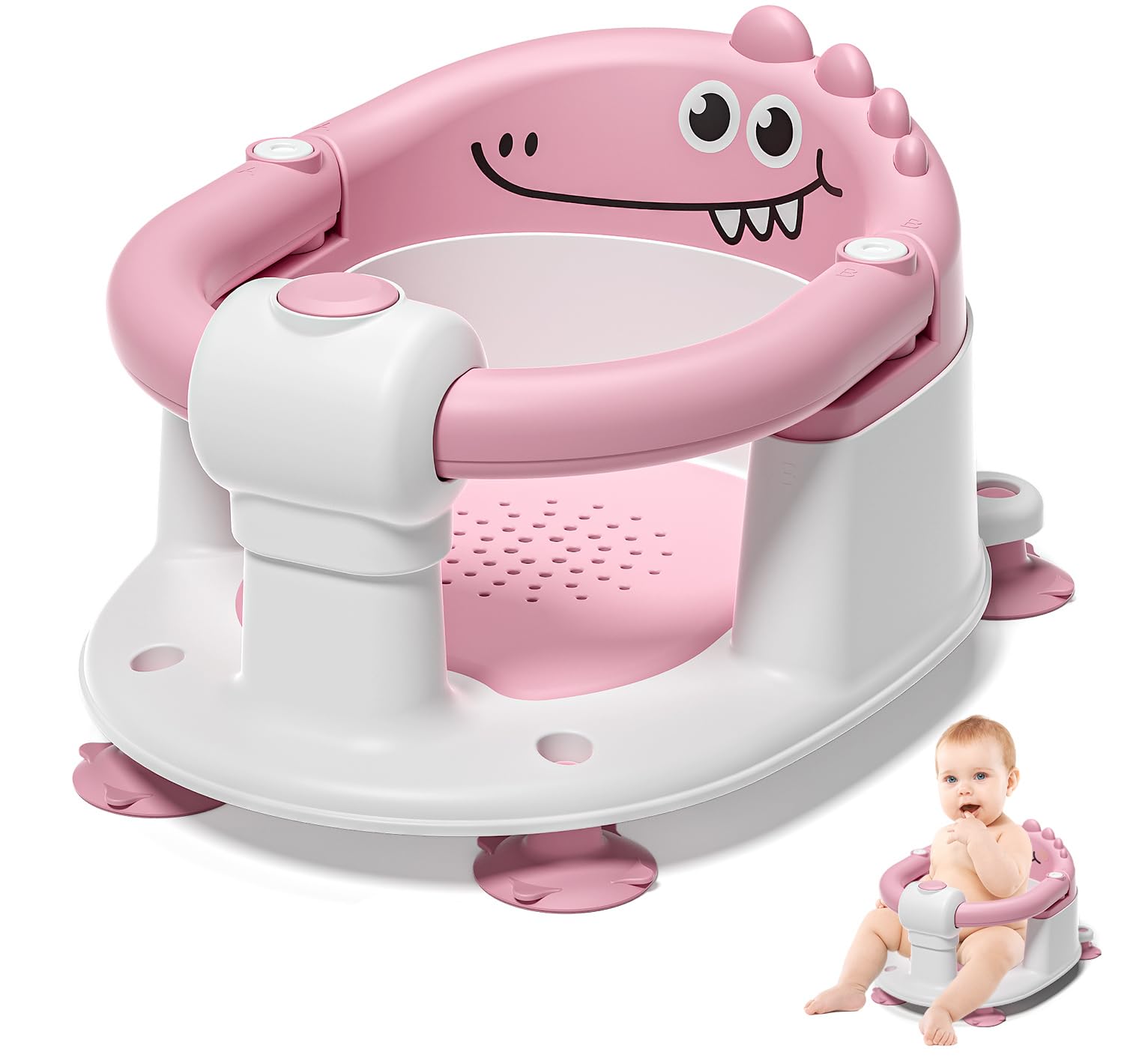 Baby Bath Seat for Babies 5 Months & up - Non-Slip Bath Seat for Sitting Up, Soft Cushion & Compact Design, Toddler Bathtub Seat