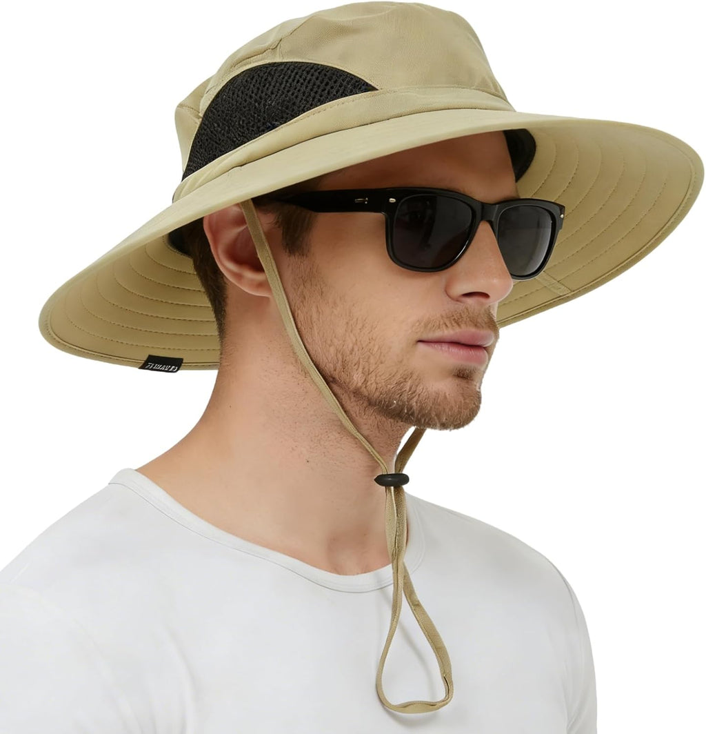 Wide Brim Sun Bucket Hat, Waterproof Boonie Hat for Men & Women | UPF 50+ UV Protection, Adjustable Fit, Chin Strap & Sweatband, Foldable Durable for Fishing Hiking Garden Beach