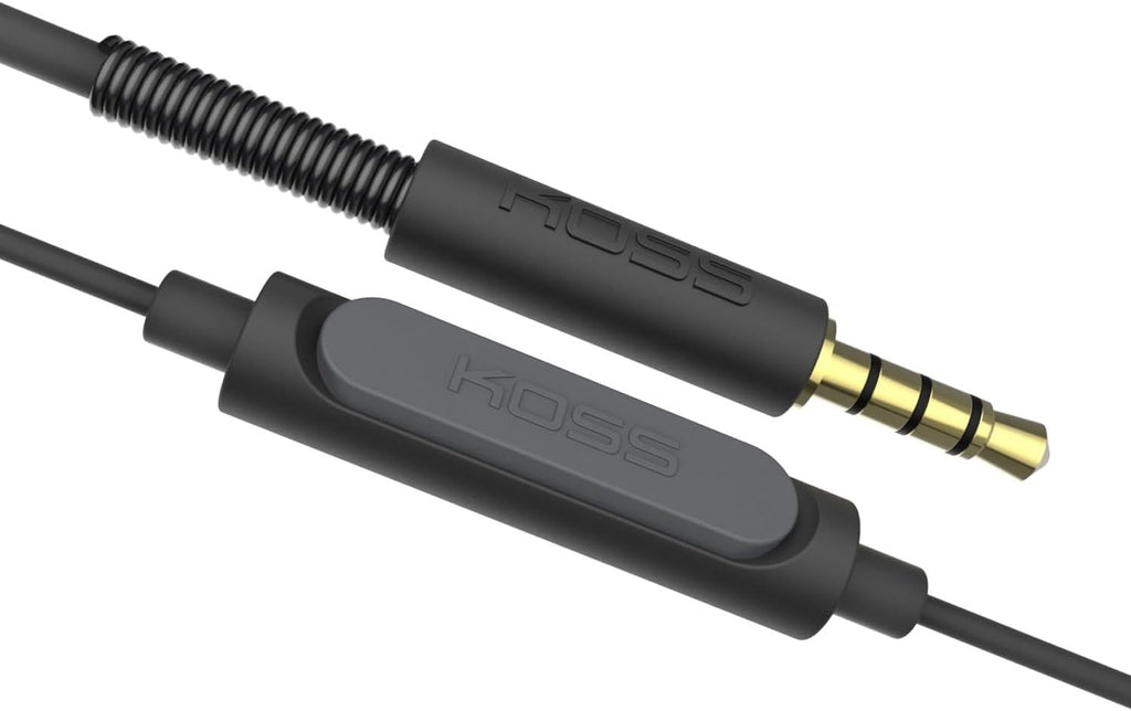 Kph30Ik Retro Style On-Ear Headphones, In-Line Microphone and Touch Remote Control, D-Profile Design, Wired with 3.5Mm Plug, Dark Grey and Black