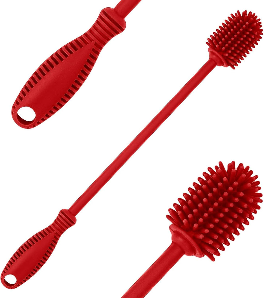 Silicone Bottle Cleaning Brush with Long Handle, 12.5" Water Bottle Cleaner for Baby Bottles, Hydro Flask, Sports Bottle, Vase, Glassware, Perfect for Smaller Diameter Bottle Openings (One Pack)