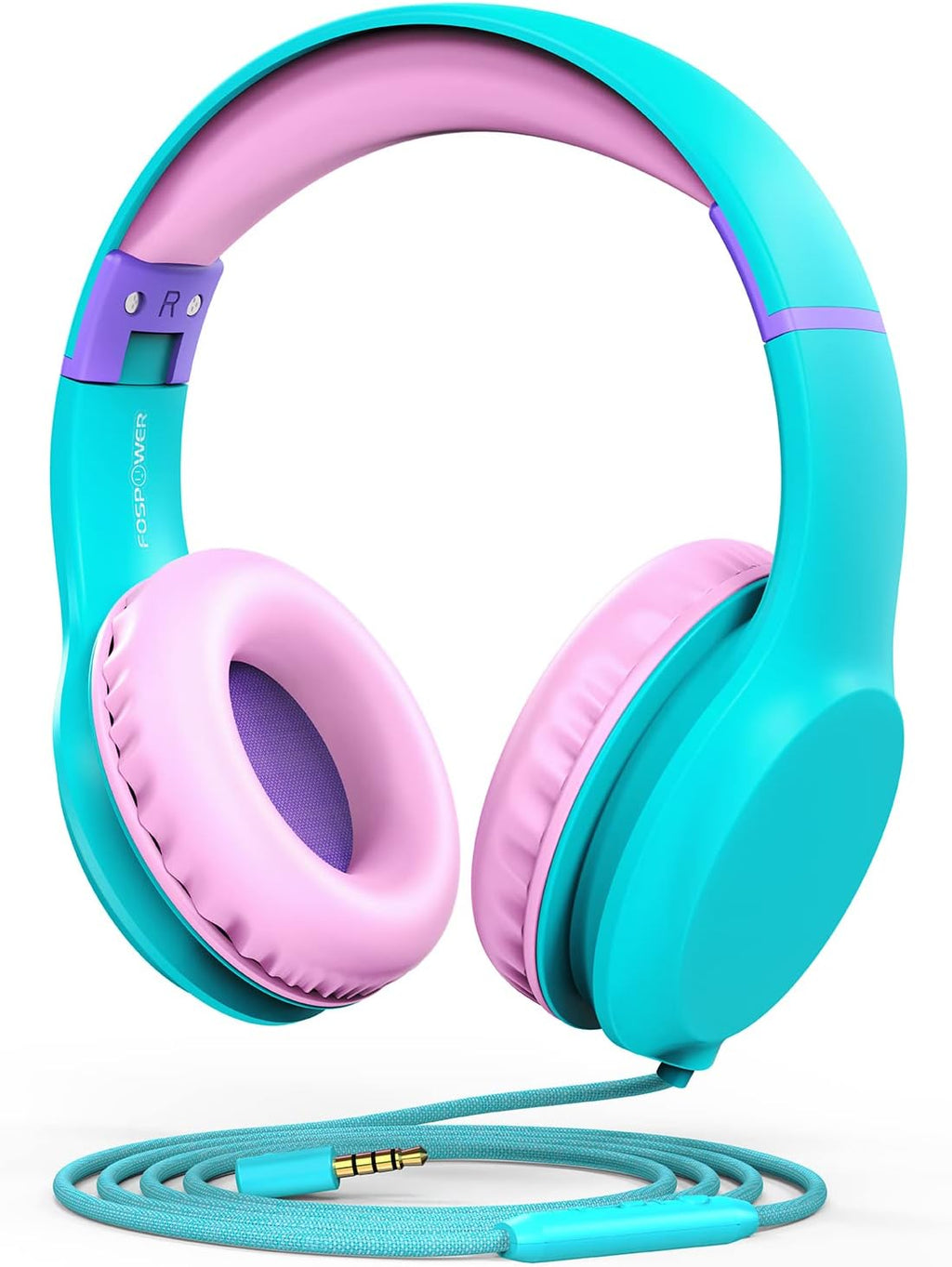 Kids Headphones with LED Cat Ears (85Db Safe Volume Limit), 3.5Mm Soft On-Ear Wired Headphones with Tangle-Free Laced Cables for Ipad/Tablet/School/Travel - Hot Pink/Purple