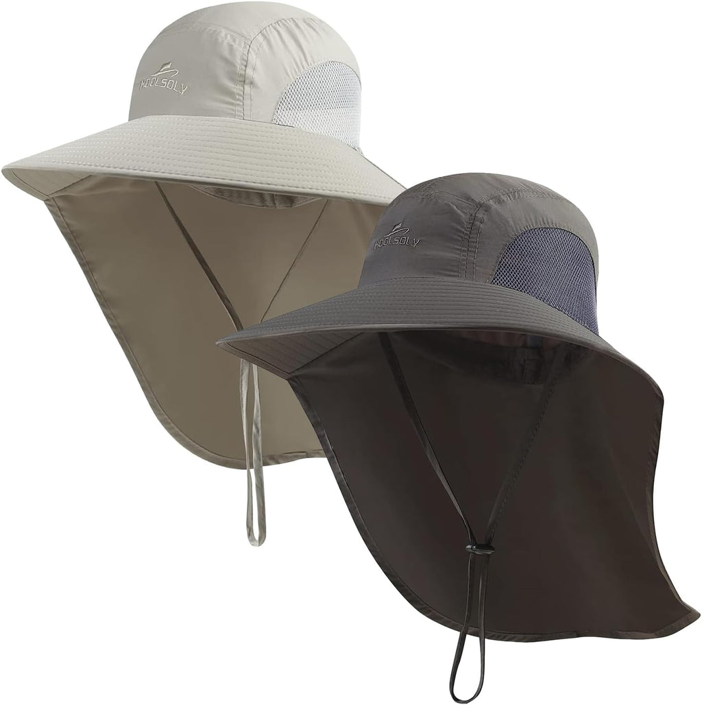 Outdoor Sun Hat for Men with 50+ UPF Protection Safari Cap Wide Brim Fishing Hat with Neck Flap, for Dad…
