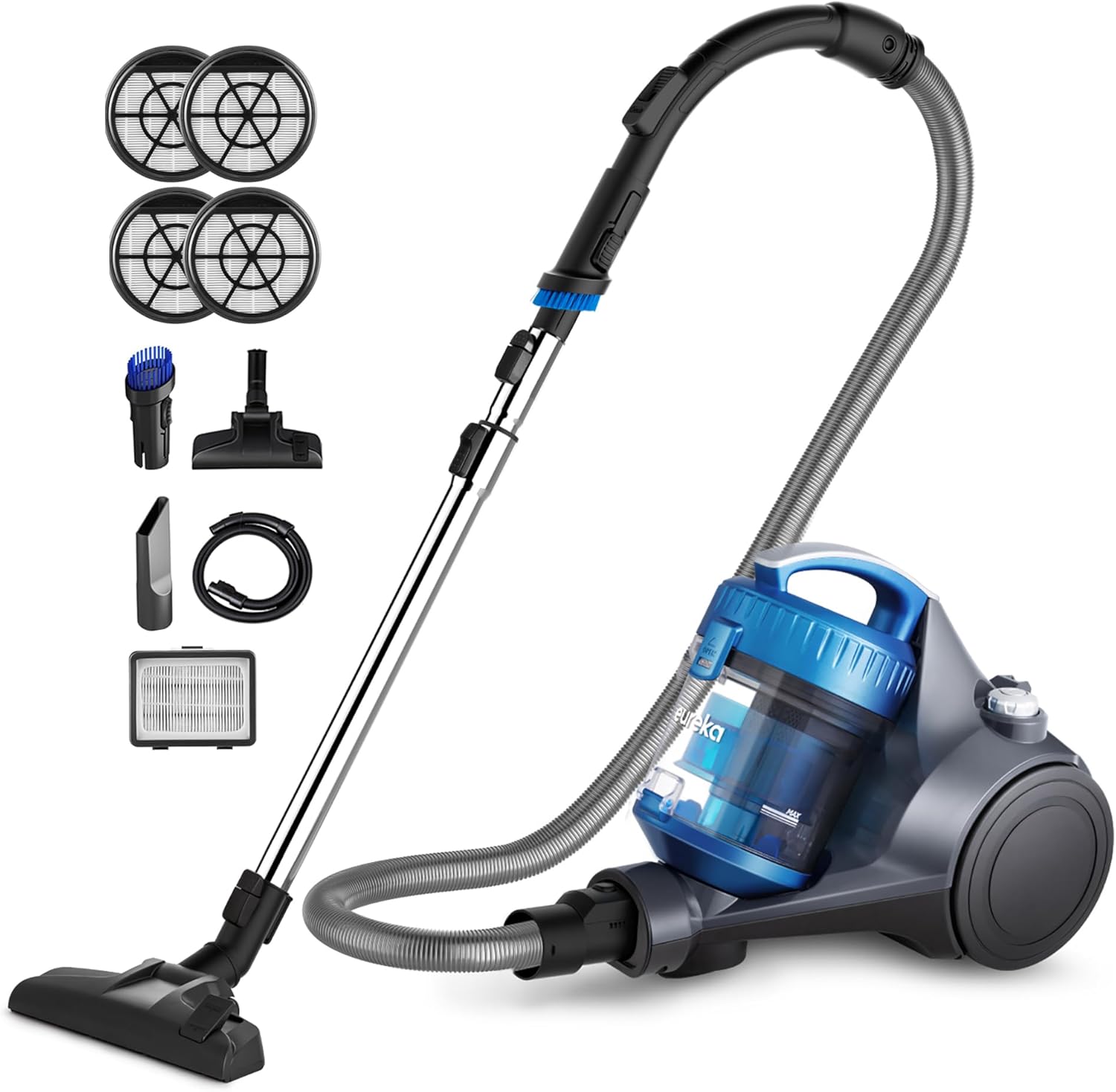 Eureka Whirlwind Bagless Canister 2.5L Vacuum Cleaner, Lightweight Vac for Carpets and Hard Floors, NEN110A, Blue
