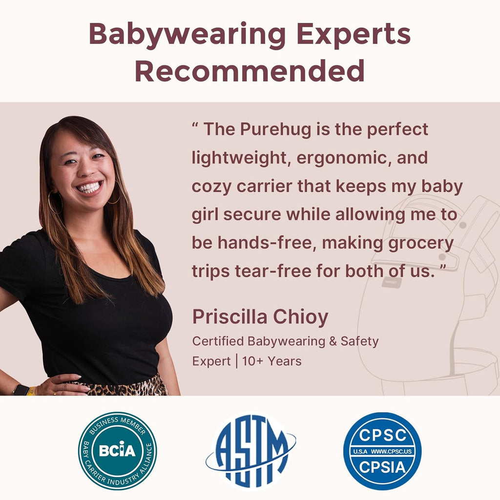 Baby Carrier - Ergonomic, Cozy and Lightweight Carrier for 7-45Lbs, Effortless to Put On, Ideal for Hands-Free Parenting, Enhanced Lumbar Support, Purehug for Infant to Toddler, Khaki