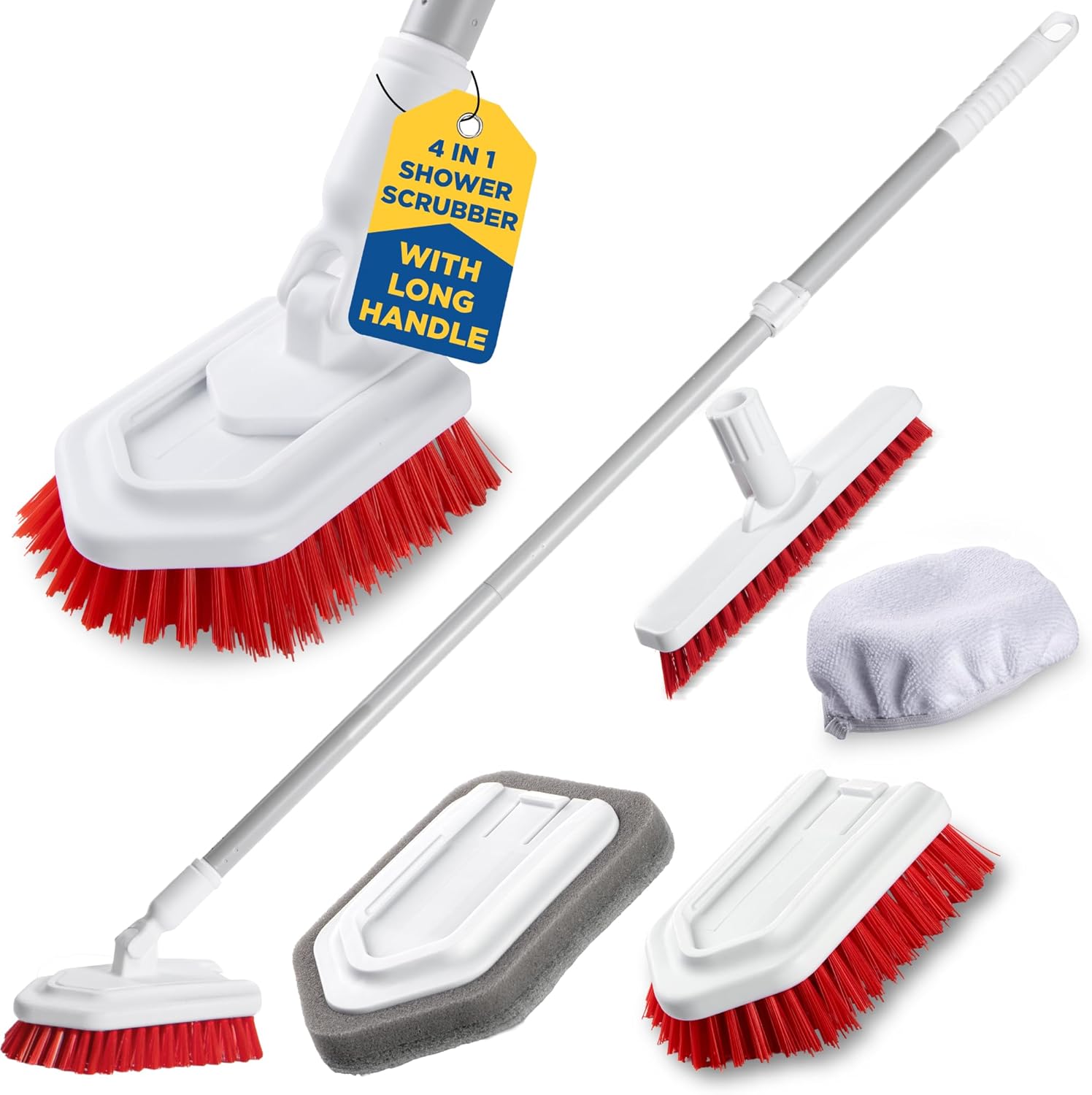 Grout Brush with Long Handle & Hard Bristle Crevice Cleaning Brush, Grout Cleaner for Tile Floors, Floor Scrubber for Tile Grout Line, Household Use, Multipurpose Gap Cleaning Tools by Foxtrot Living