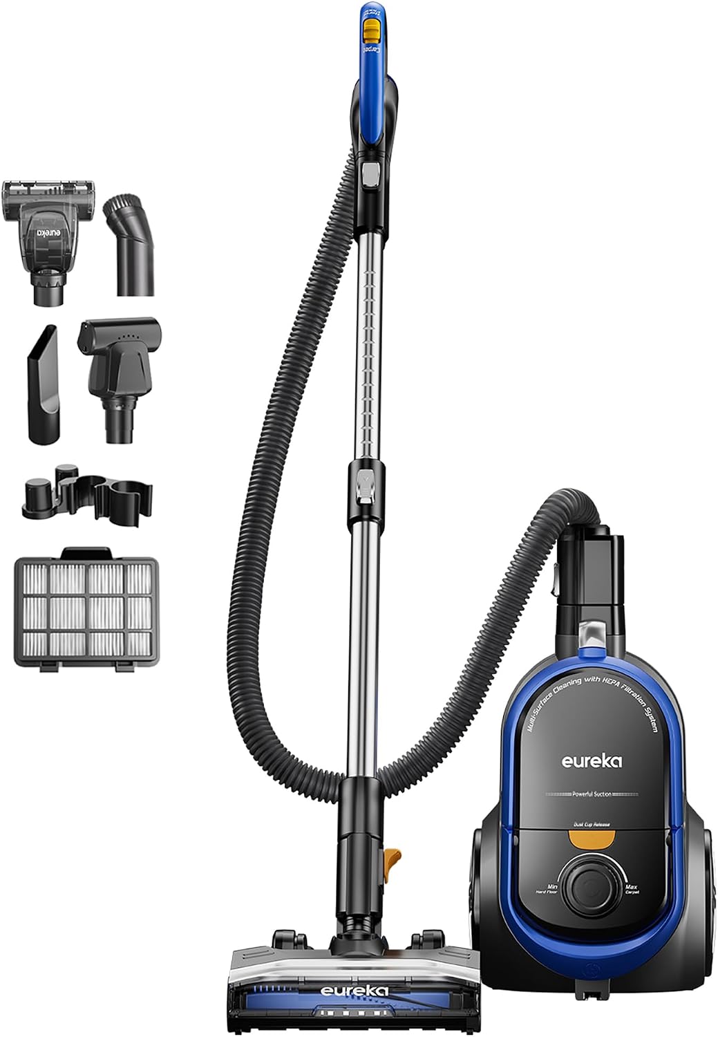 Eureka Whirlwind Bagless Canister 2.5L Vacuum Cleaner, Lightweight Vac for Carpets and Hard Floors, NEN110A, Blue