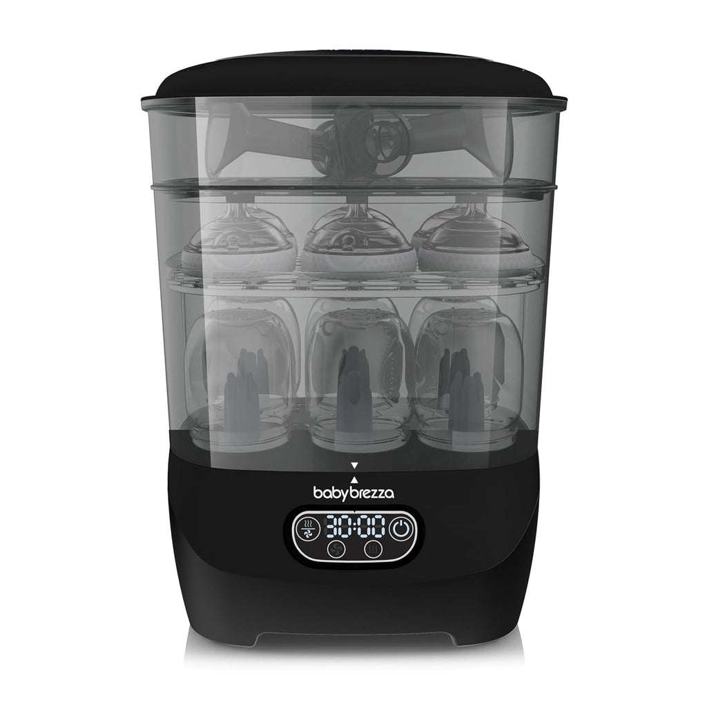 Bottle Sterilizer and Dryer Advanced – 33% Faster - Largest Capacity Steam Sanitizer - Universal Sterilization Machine for All Bottles + Pump Parts - HEPA Air Filter, Black