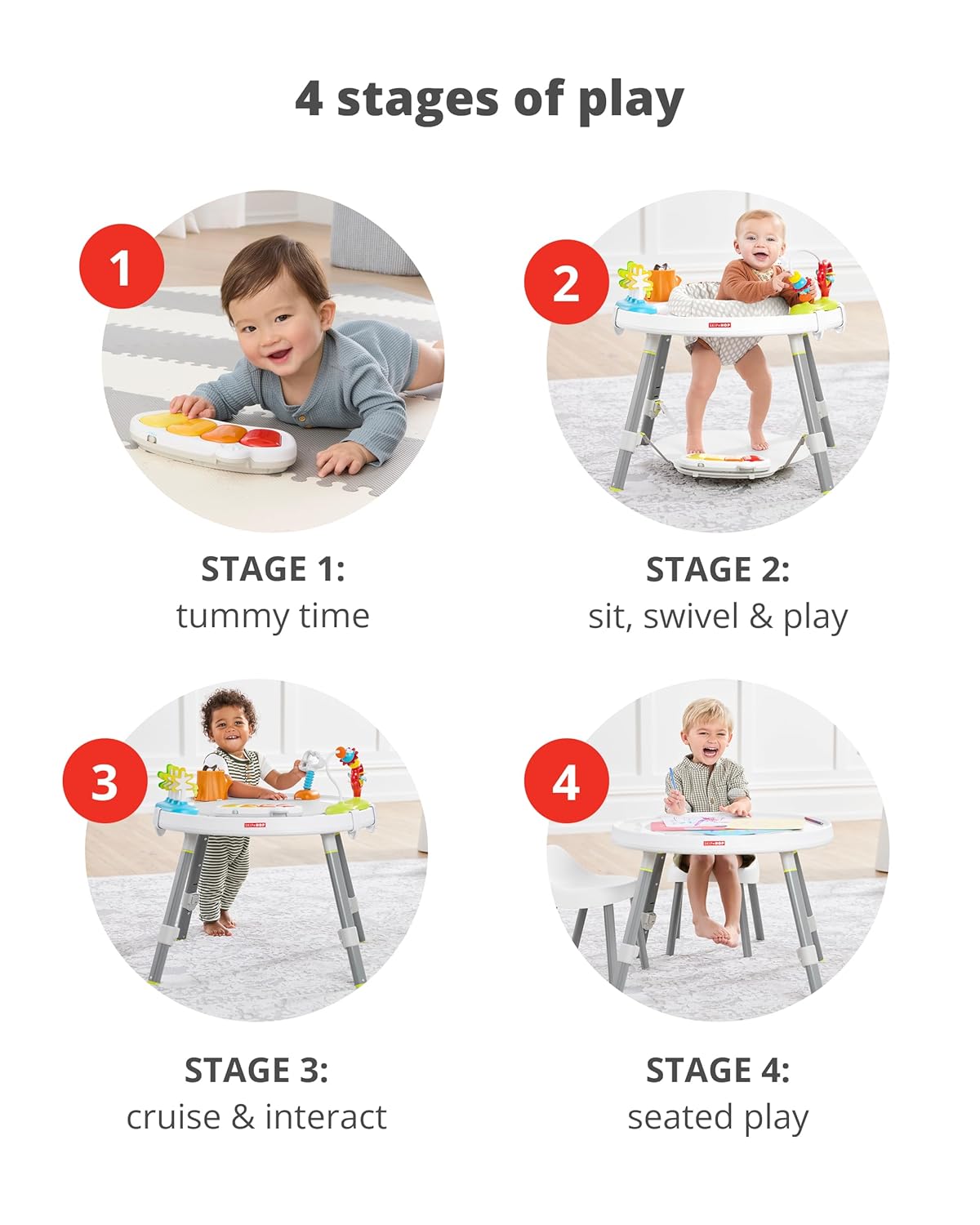 Skip Hop Baby Activity Center: Interactive Play Center with 3-Stage Grow-With-Me Functionality, 4Mo+, Explore & More
