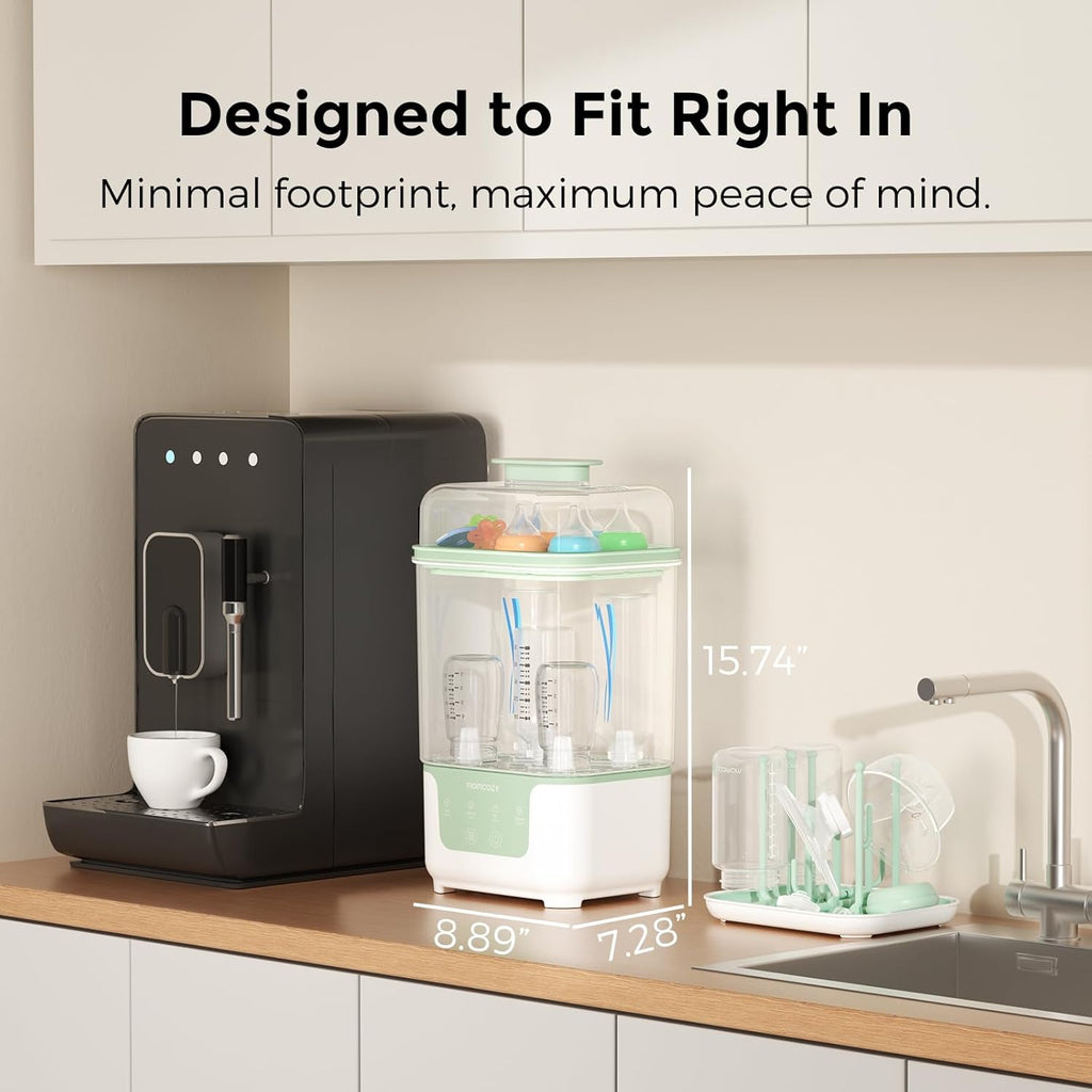 Bottle Sterilizer and Dryer, Modular Nesting Space Saving Design, 6 Bottles Capacity, 4 in 1 Compact Sterilizer for Baby Bottles, Breast Pump Parts & Newborn Essentials, Drying Rack Included