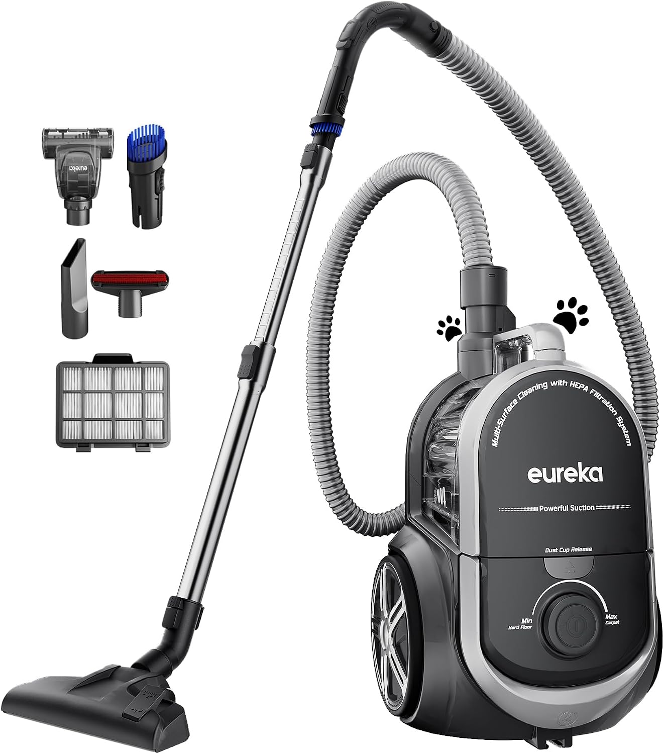 Eureka Whirlwind Bagless Canister 2.5L Vacuum Cleaner, Lightweight Vac for Carpets and Hard Floors, NEN110A, Blue