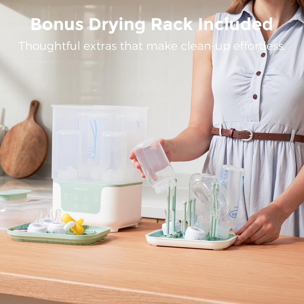 Bottle Sterilizer and Dryer, Modular Nesting Space Saving Design, 6 Bottles Capacity, 4 in 1 Compact Sterilizer for Baby Bottles, Breast Pump Parts & Newborn Essentials, Drying Rack Included