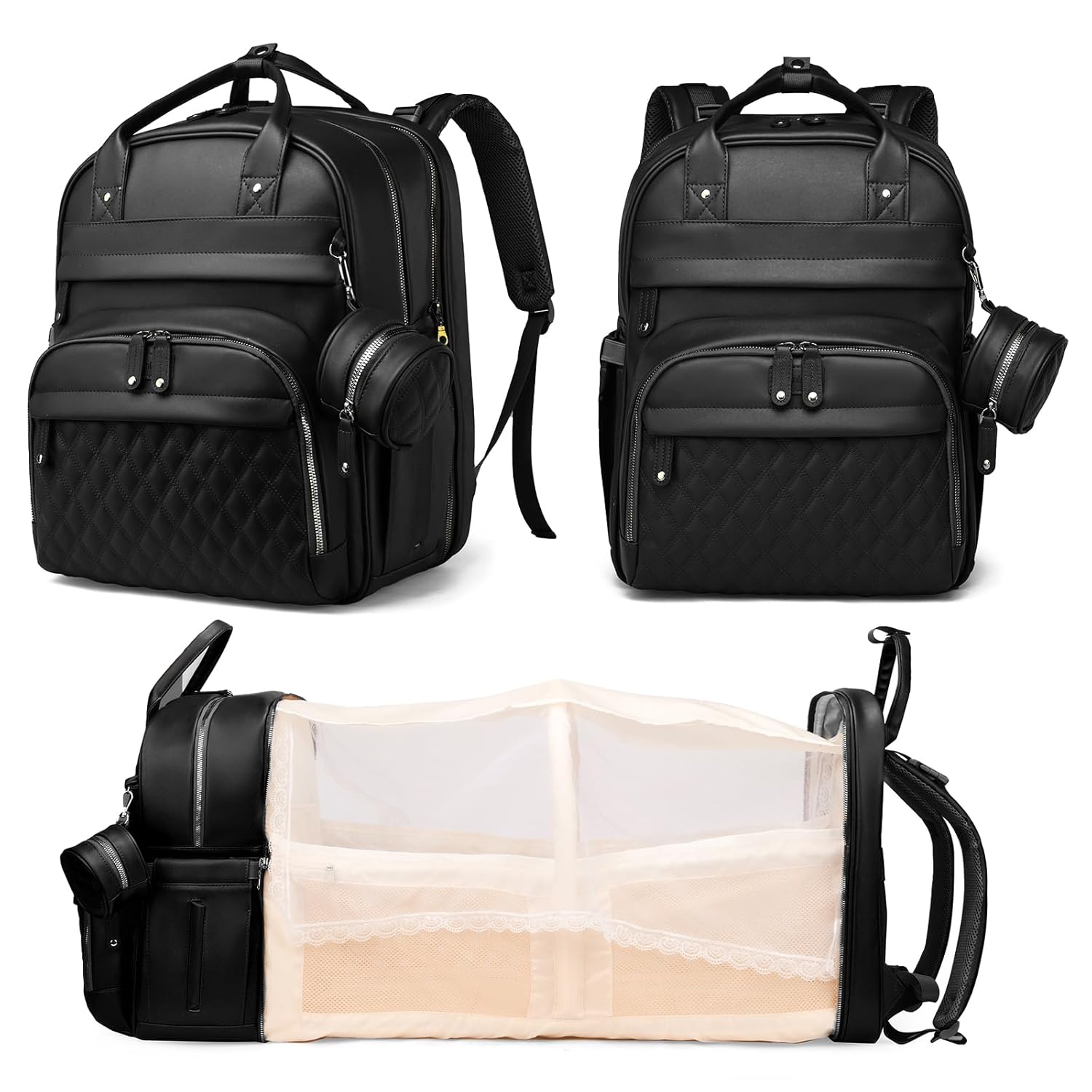 Baby Diaper Bag with Changing Station, Waterproof Diaper Bag Backpack for Moms Dads with USB Charging Port, Baby Shower Gifts, Large Capacity Diaper Backpack, Grey