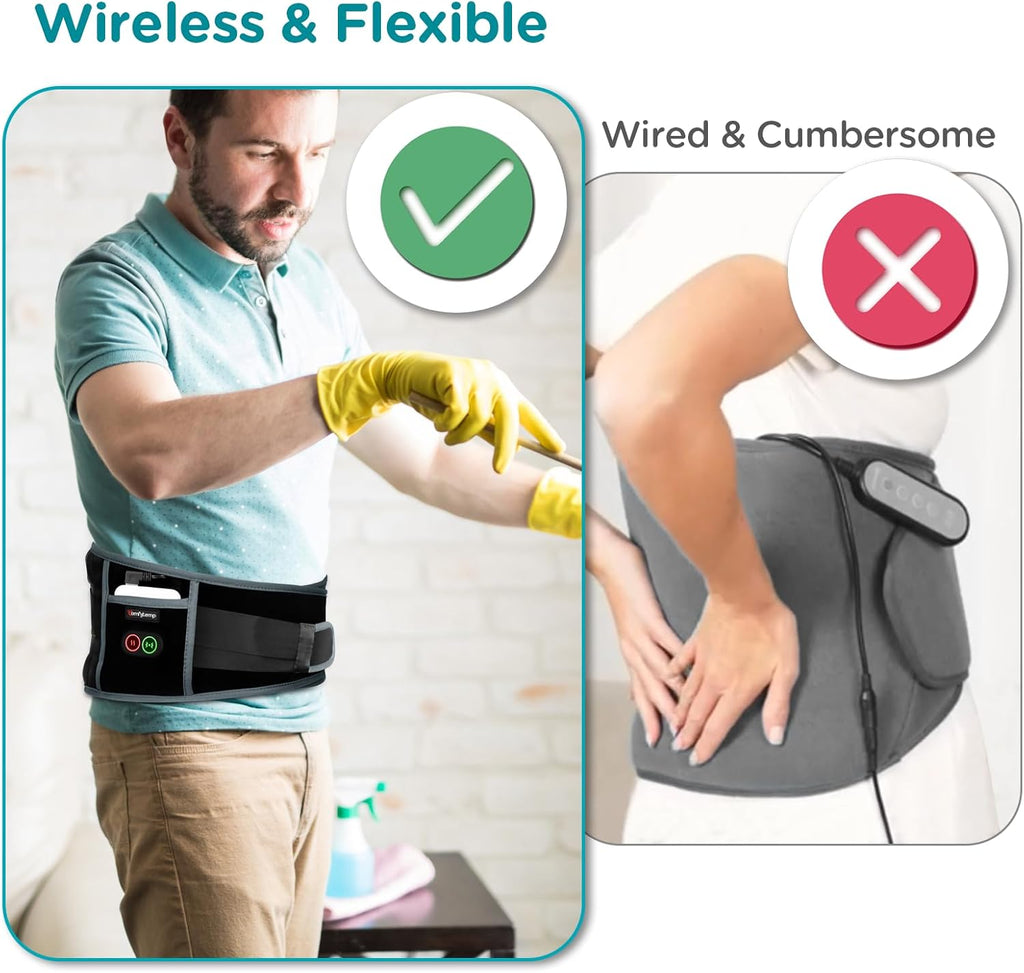 Cordless Heating Pad with Massager for Back, Birthday Gifts for Women Men, FSA Eligible HSA Portable Lower Back Massager Rechargeable Wireless Electric, Mom Dad Seniors 3 Heat 30Mins Off