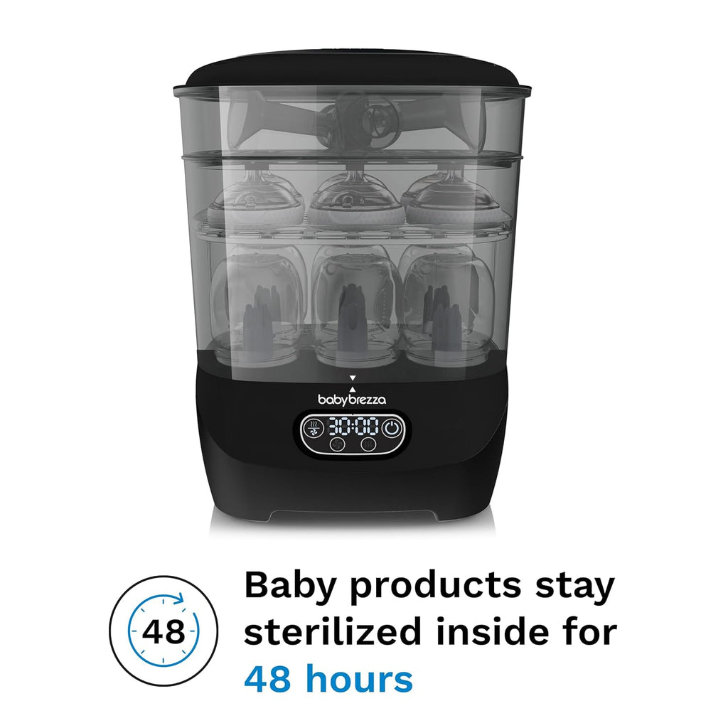 Bottle Sterilizer and Dryer Advanced – 33% Faster - Largest Capacity Steam Sanitizer - Universal Sterilization Machine for All Bottles + Pump Parts - HEPA Air Filter, Black