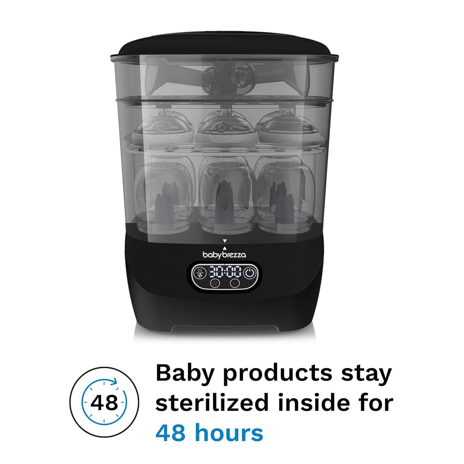 Bottle Sterilizer and Dryer Advanced – 33% Faster - Largest Capacity Steam Sanitizer - Universal Sterilization Machine for All Bottles + Pump Parts - HEPA Air Filter, Black