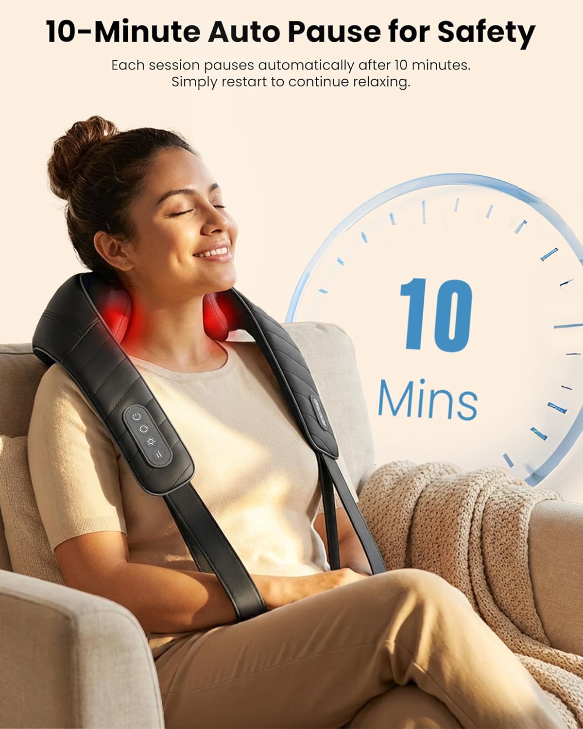 Cordless Neck Massager with Heat, 4D Kneading Shiatsu Neck and Shoulder Massager Deep Tissue, Hands-Free Straps, FSA Eligible HSA, Father Day Gift for Dad
