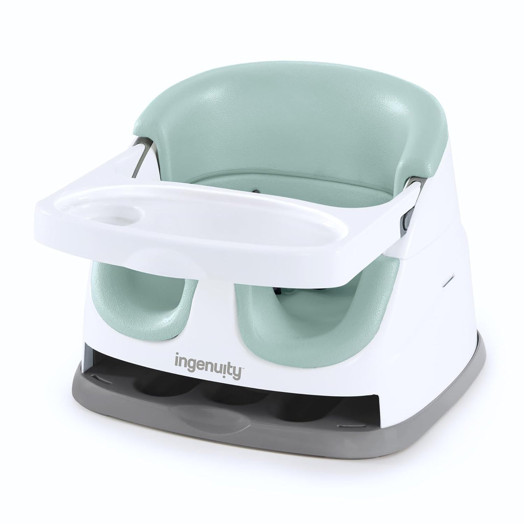 Baby Base 2-In-1 Booster Feeding and Floor Seat with Self-Storing Tray - Slate