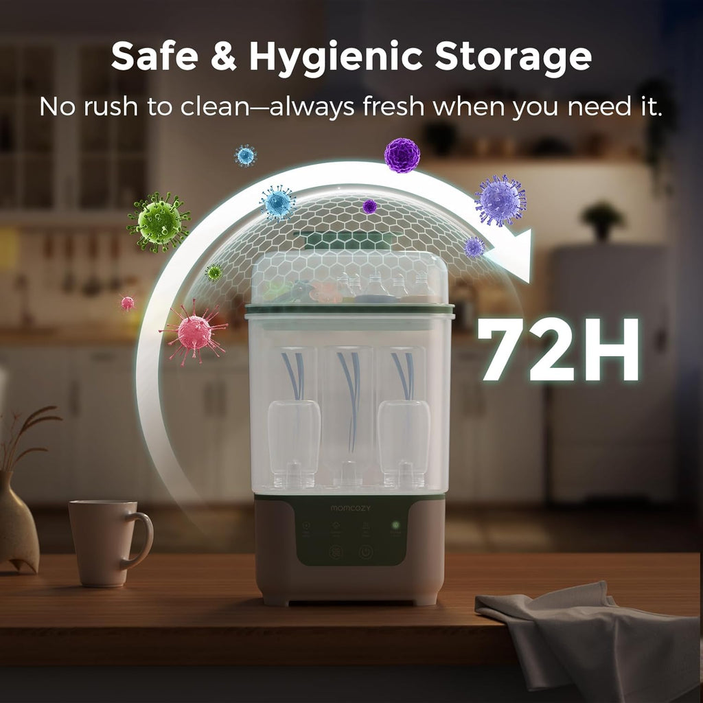 Bottle Sterilizer and Dryer, Modular Nesting Space Saving Design, 6 Bottles Capacity, 4 in 1 Compact Sterilizer for Baby Bottles, Breast Pump Parts & Newborn Essentials, Drying Rack Included