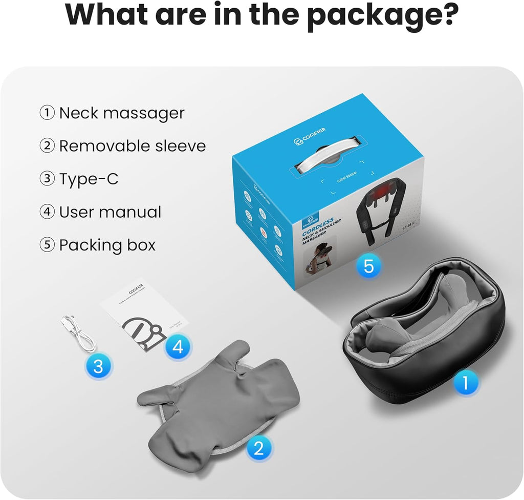 Cordless Neck Massager with Heat, 4D Kneading Shiatsu Neck and Shoulder Massager Deep Tissue, Hands-Free Straps, FSA Eligible HSA, Father Day Gift for Dad