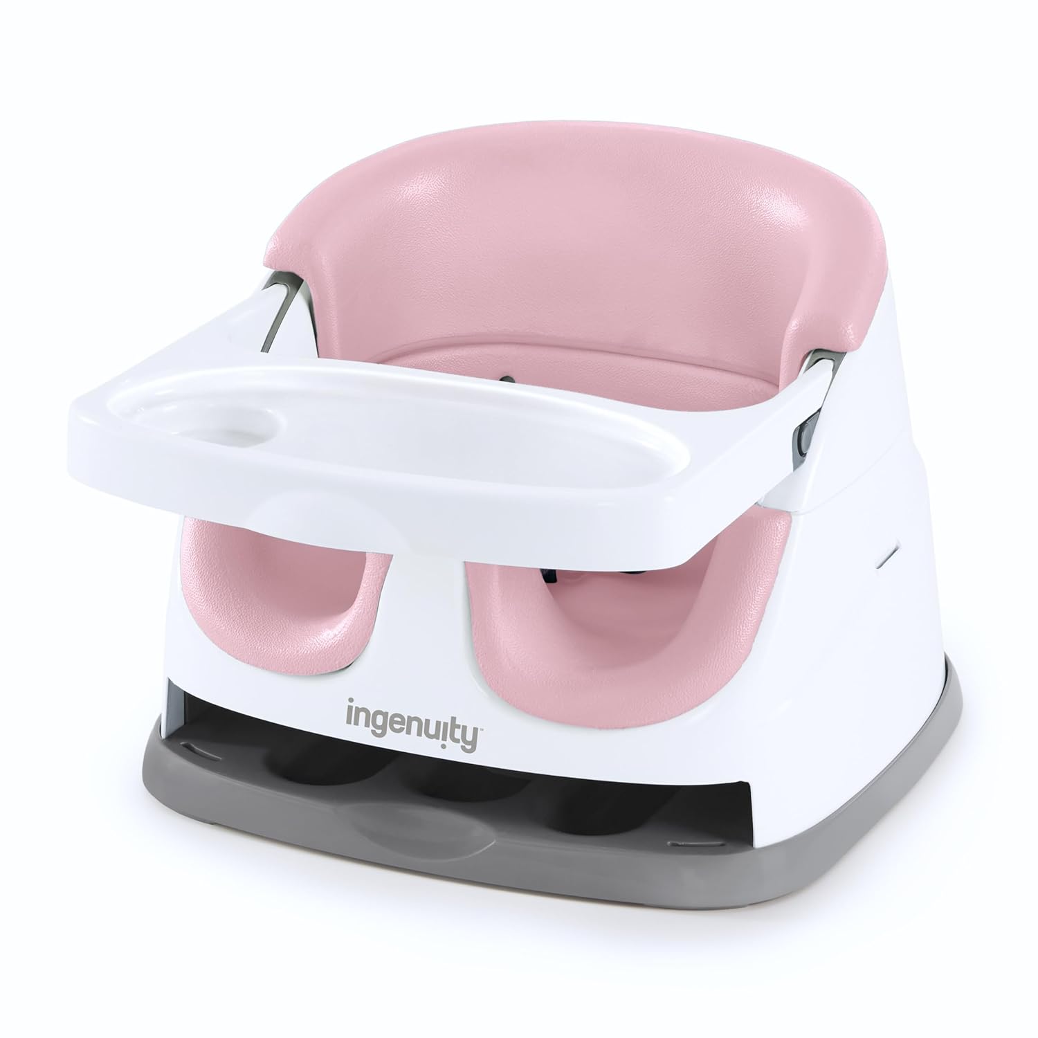 Baby Base 2-In-1 Booster Feeding and Floor Seat with Self-Storing Tray - Slate