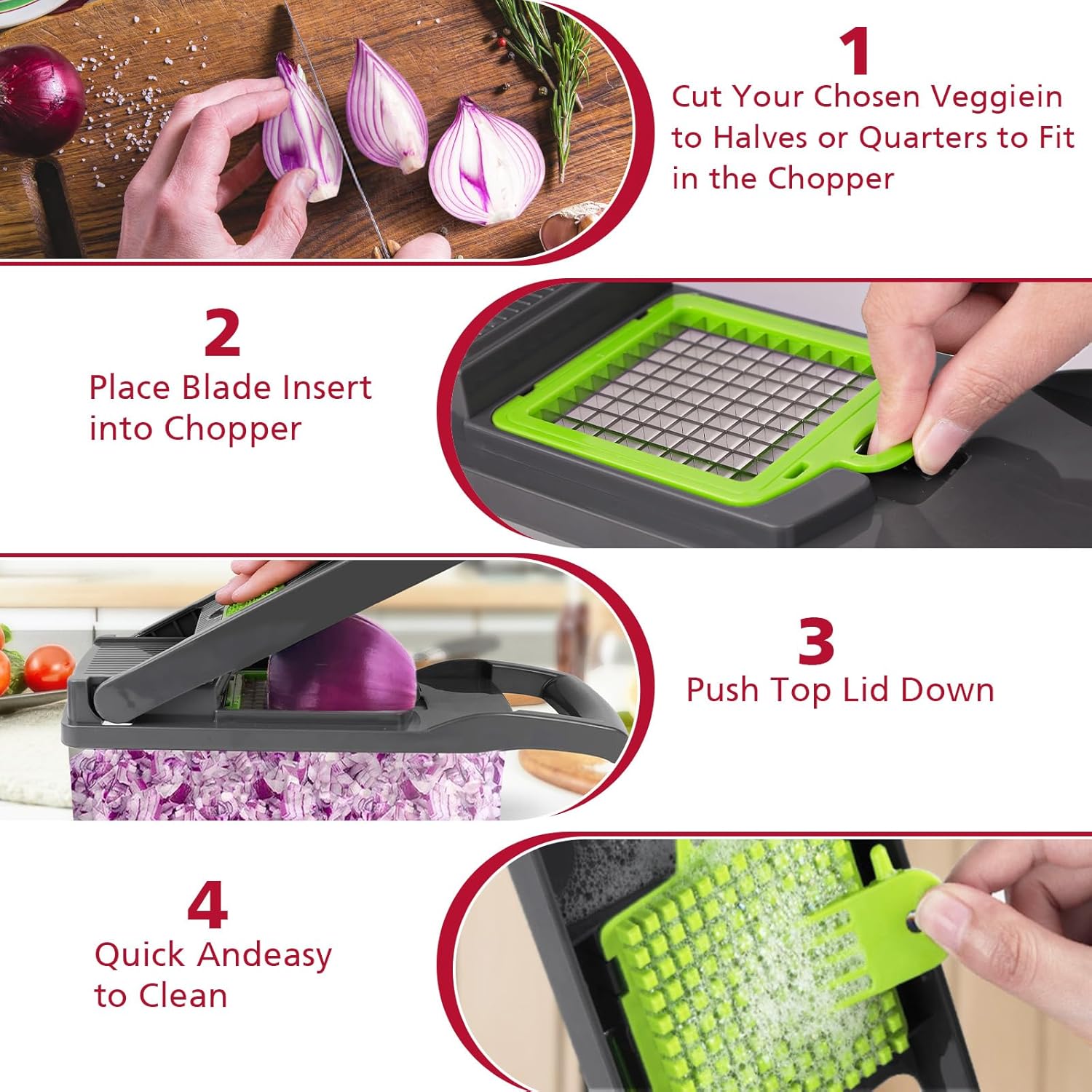 Vegetable Chopper, Pro Onion Chopper, Multifunctional 13 in 1 Food Chopper, Kitchen Vegetable Slicer Dicer Cutter,Veggie Chopper with 8 Blades,Carrot and Garlic Chopper with Container