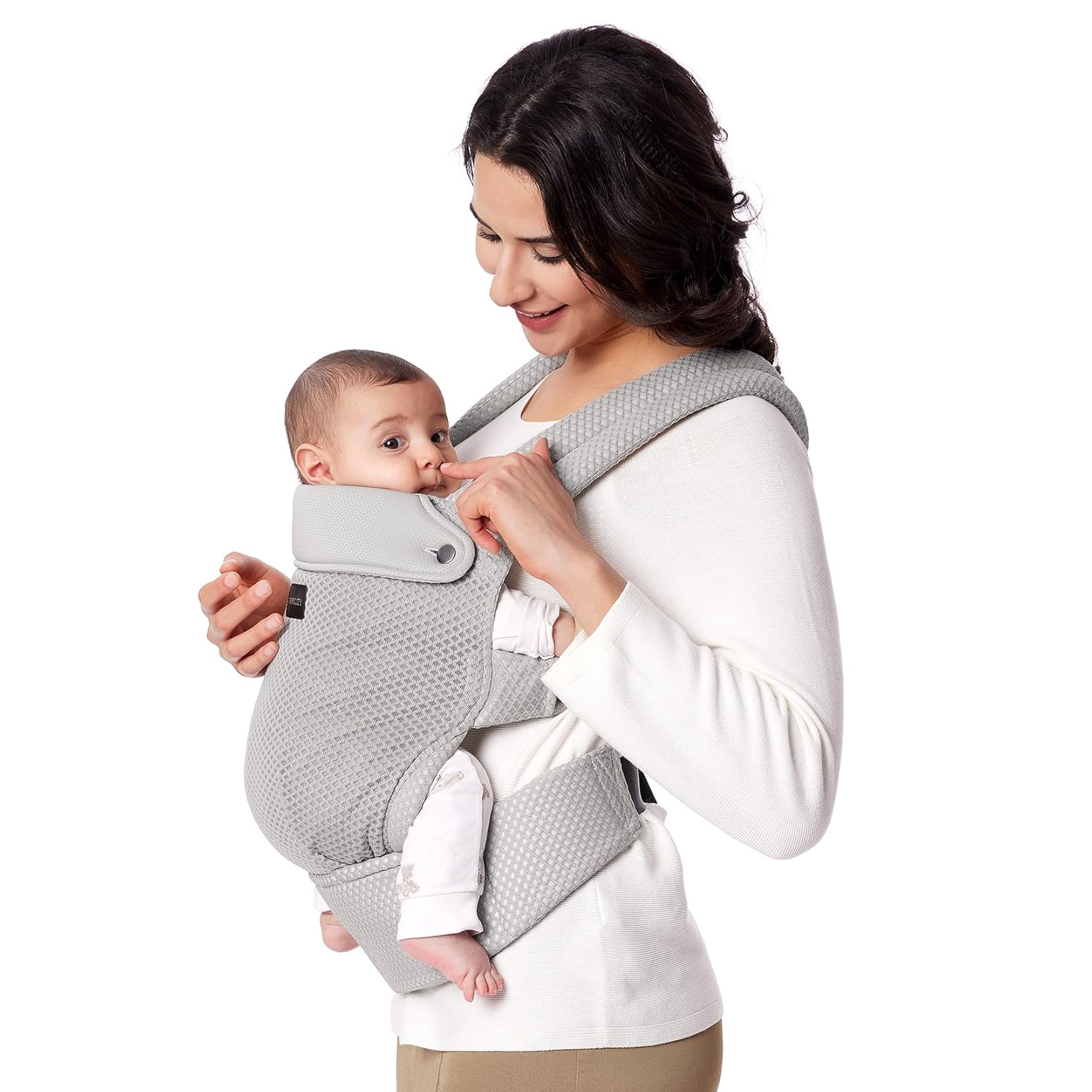 Baby Carrier - Ergonomic, Cozy and Lightweight Carrier for 7-45Lbs, Effortless to Put On, Ideal for Hands-Free Parenting, Enhanced Lumbar Support, Purehug for Infant to Toddler, Khaki