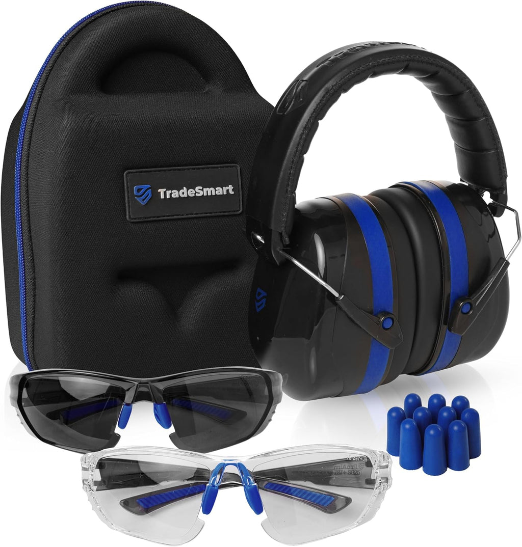 All-In-One Shooting Ear Protection - Comfort+ NRR 28 Earmuffs, Glasses & Earplugs + Carry Case