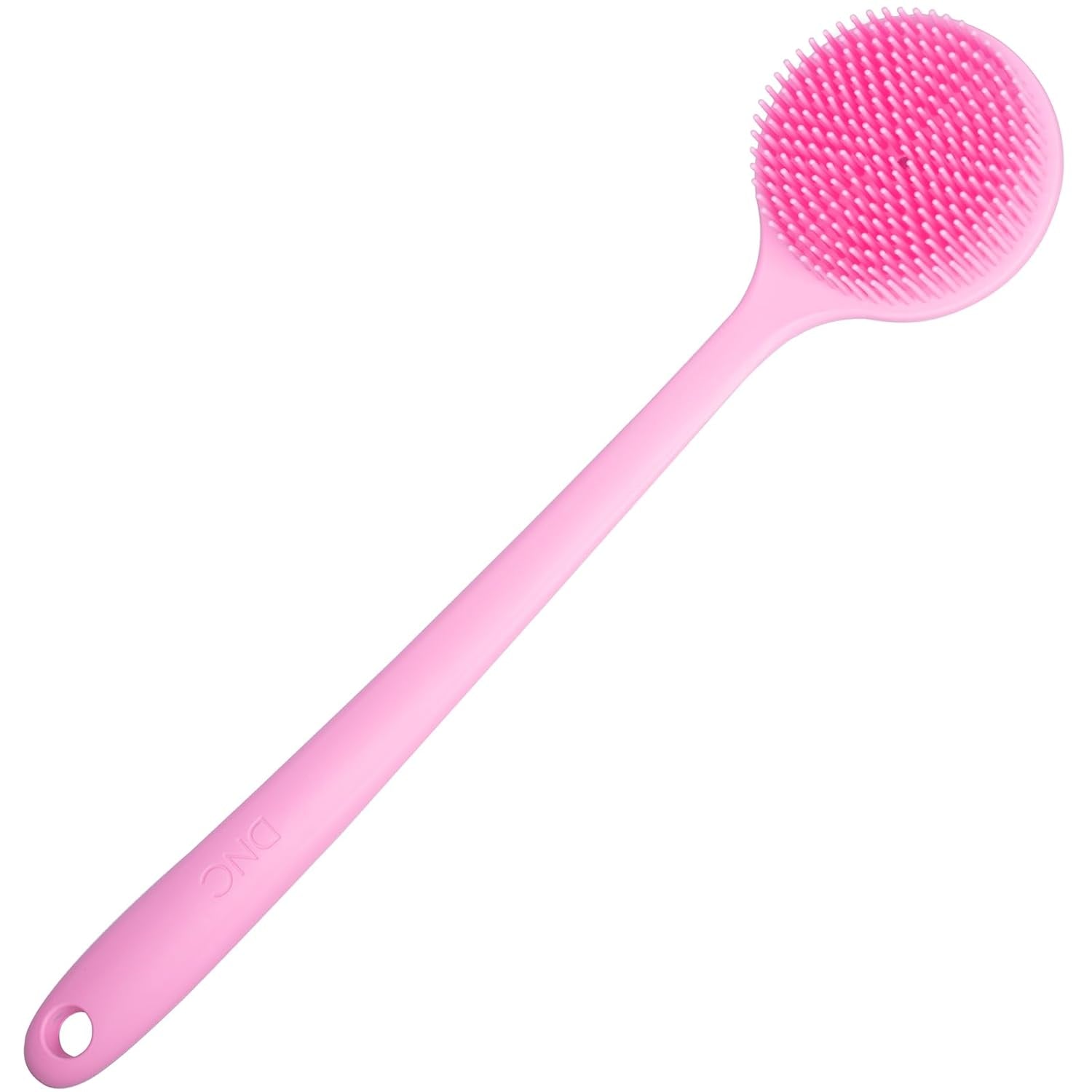Silicone Back Scrubber for Shower Bath Body Brush with Long Handle (Gray)