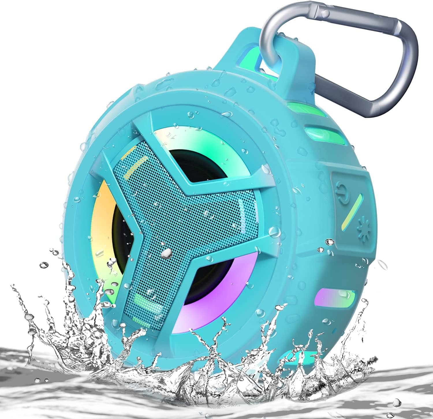 Bluetooth Shower Speaker, Portable Bluetooth Speakers, IP67 Waterproof Wireless Speaker with LED Light, Floating, 2000Mah, True Wireless Stereo for Kayak, Beach, Gifts for Unisex -Black