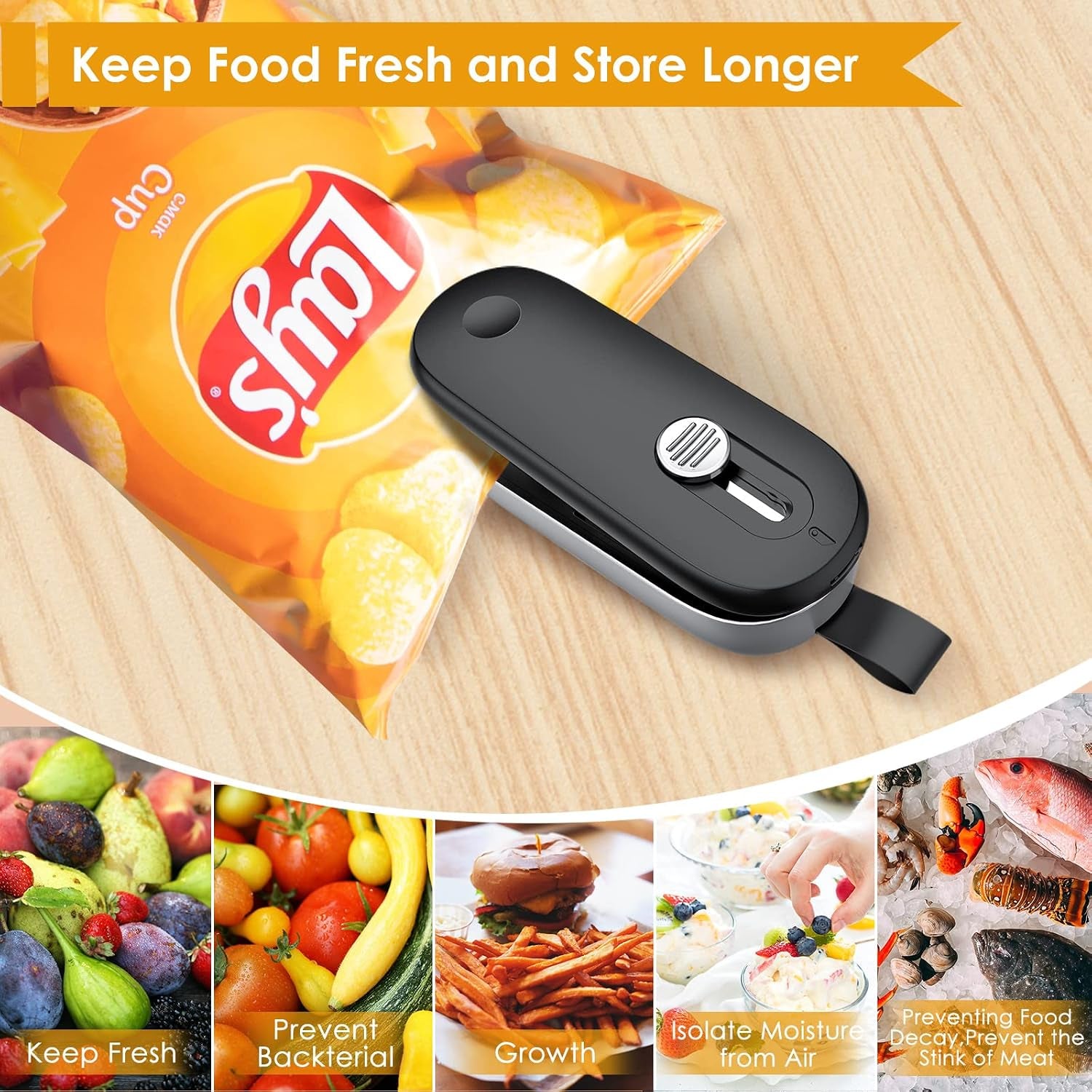 Mini Bag Sealer, 2 in 1 Bag Sealer Heat Seal with Cutter, Portable Vacuum Sealer Handheld Bag Resealer Machine with Lanyard for Plastic Bags Food Snack Storage (Batteries Included)