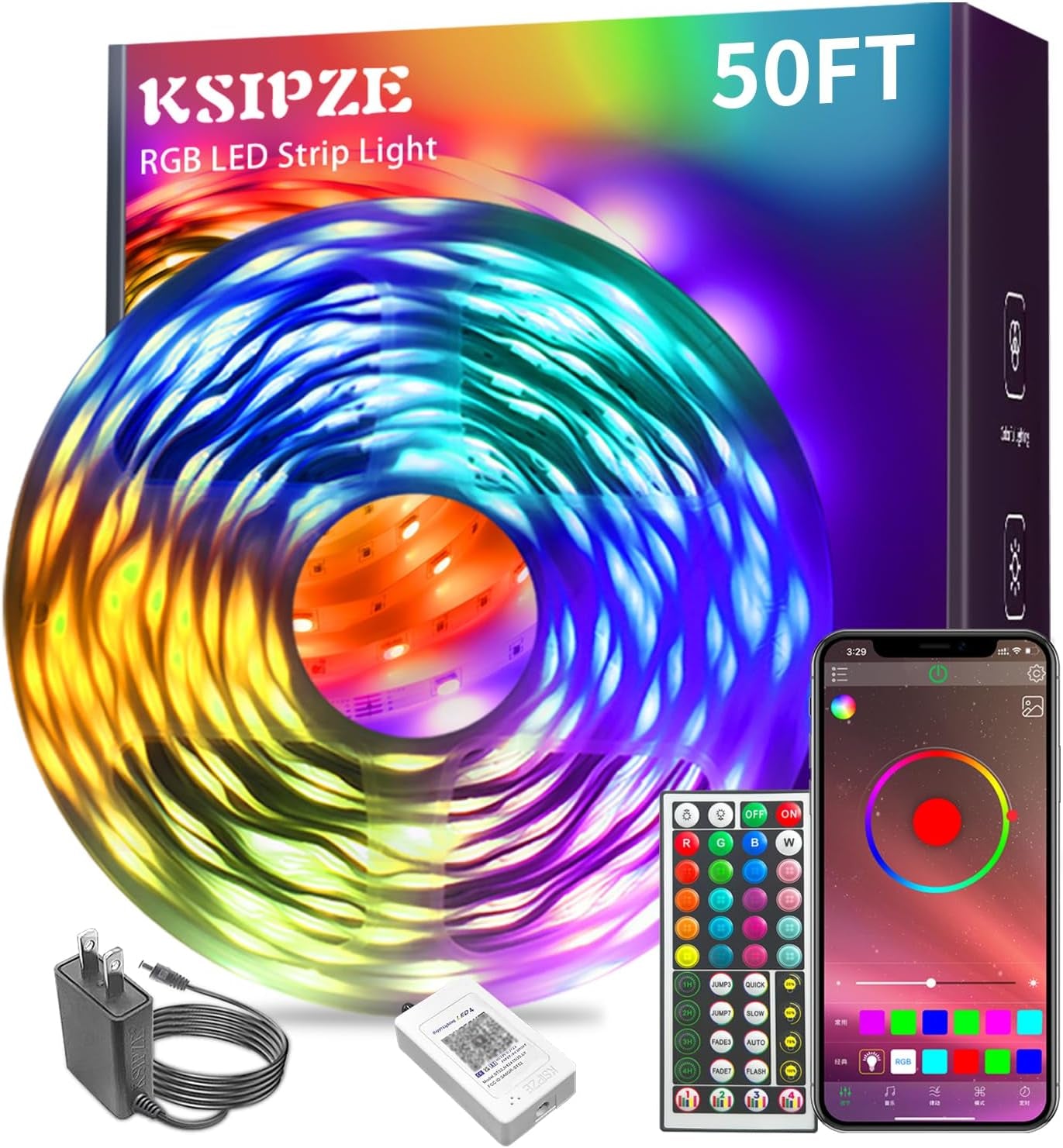 100Ft Led Strip Lights RGB Music Sync Color Changing Led Lights with Smart App Control Remote Led Lights for Bedroom Room Lighting Flexible Home Décor