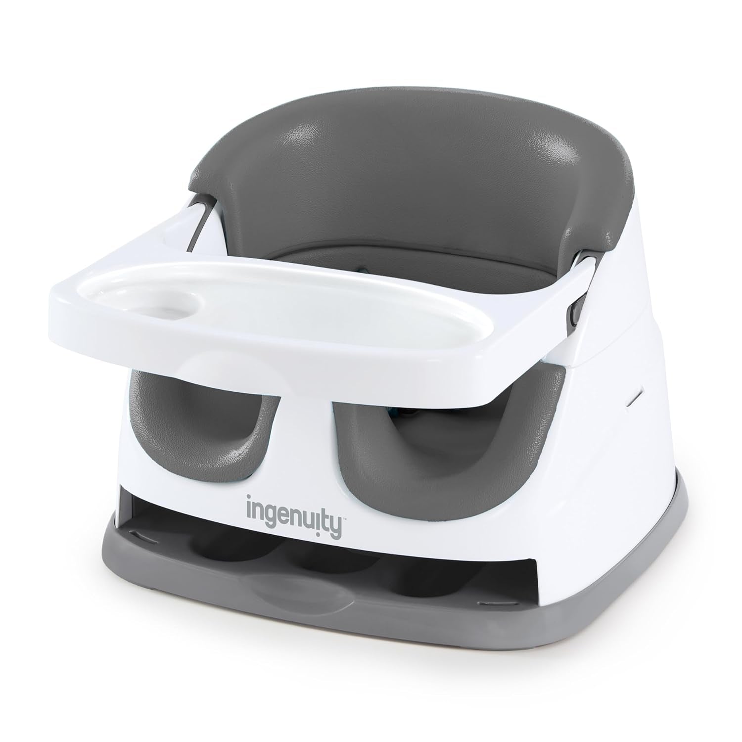 Baby Base 2-In-1 Booster Feeding and Floor Seat with Self-Storing Tray - Slate