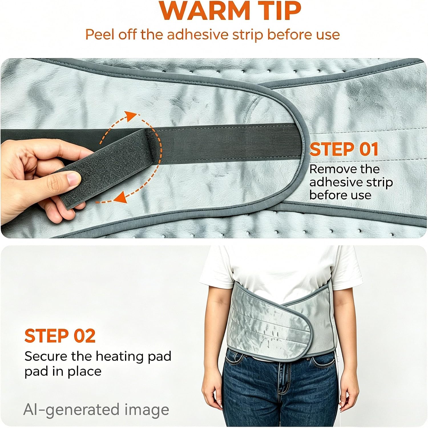 Heating Pad for Back Pain Relief, Electric Heating Pad for Period Cramps Neck Shoulders with Belt, 4 Timer 6 Heat Setting & Auto Shut Off, 12"X24"+20" Large Moist Heat Pad for Mom,Dad