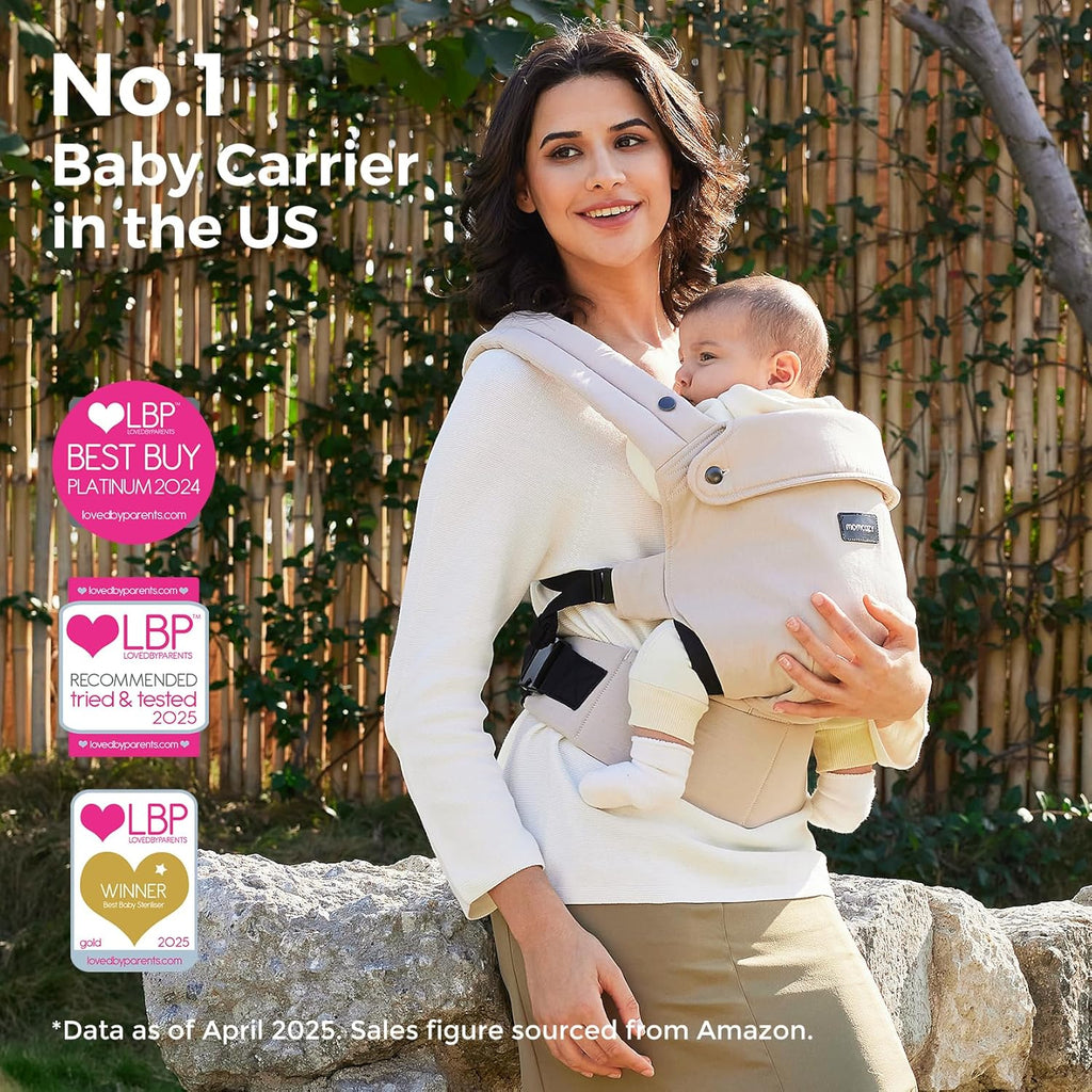 Baby Carrier - Ergonomic, Cozy and Lightweight Carrier for 7-45Lbs, Effortless to Put On, Ideal for Hands-Free Parenting, Enhanced Lumbar Support, Purehug for Infant to Toddler, Khaki