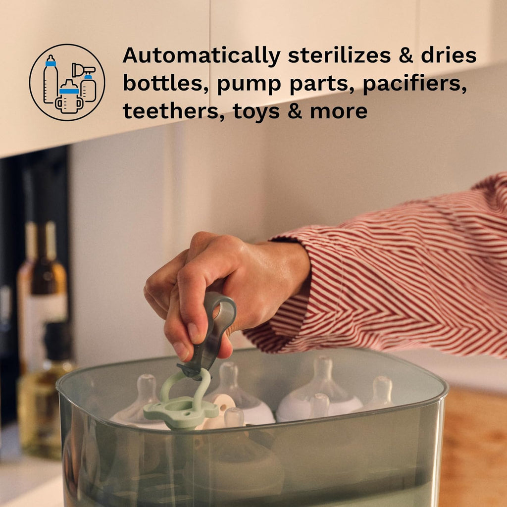 Bottle Sterilizer and Dryer Advanced – 33% Faster - Largest Capacity Steam Sanitizer - Universal Sterilization Machine for All Bottles + Pump Parts - HEPA Air Filter, Black