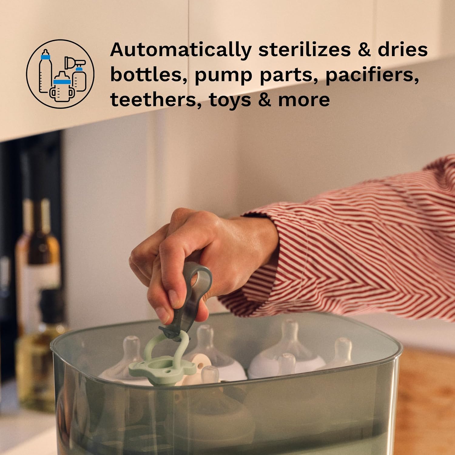 Bottle Sterilizer and Dryer Advanced – 33% Faster - Largest Capacity Steam Sanitizer - Universal Sterilization Machine for All Bottles + Pump Parts - HEPA Air Filter, Black