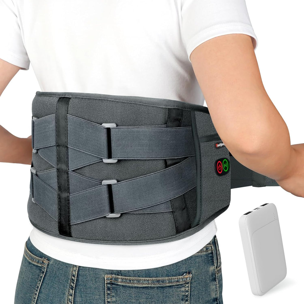 Cordless Heating Pad with Massager for Back, Birthday Gifts for Women Men, FSA Eligible HSA Portable Lower Back Massager Rechargeable Wireless Electric, Mom Dad Seniors 3 Heat 30Mins Off