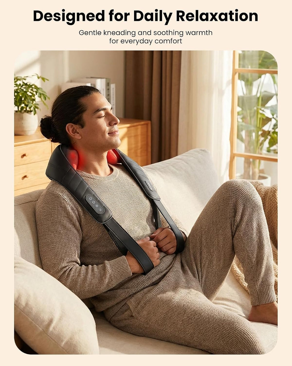 Cordless Neck Massager with Heat, 4D Kneading Shiatsu Neck and Shoulder Massager Deep Tissue, Hands-Free Straps, FSA Eligible HSA, Father Day Gift for Dad