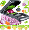 Vegetable Chopper, Pro Onion Chopper, Multifunctional 13 in 1 Food Chopper, Kitchen Vegetable Slicer Dicer Cutter,Veggie Chopper with 8 Blades,Carrot and Garlic Chopper with Container