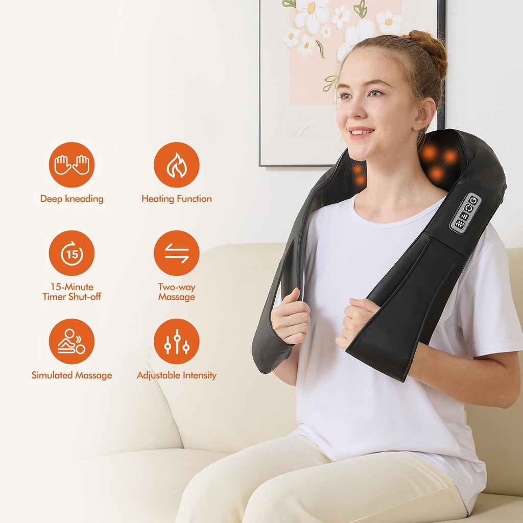 Neck and Shoulder Massager for Shoulder Massage and Neck Massage, Shiatsu Neck Massager with Heat, Shiatsu Back Massager for Office & Home Use, Birthday Gifts for Him Her (Parents/Friends)