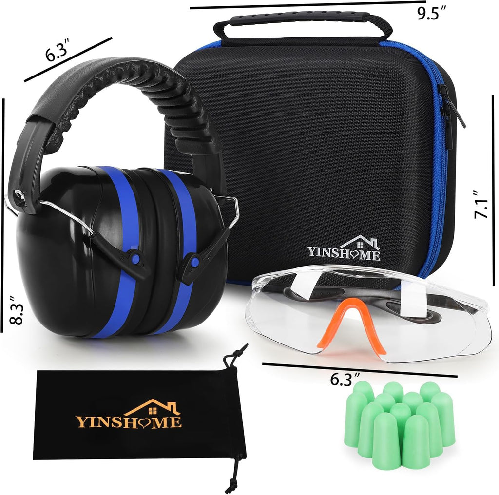 Shooting Ear Protection Earmuffs, Gun Safety Glasses, Earplugs, Protective Case