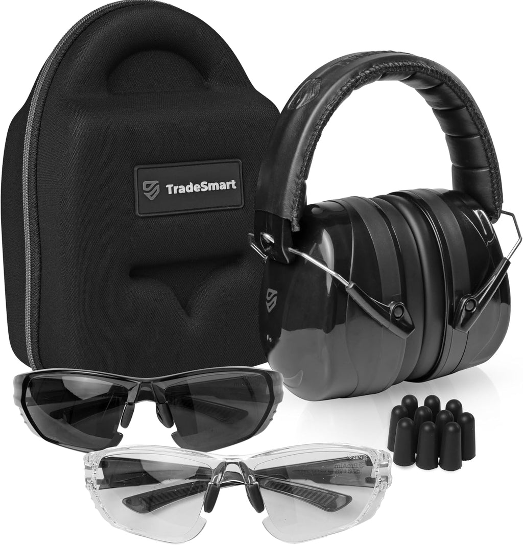 All-In-One Shooting Ear Protection - Comfort+ NRR 28 Earmuffs, Glasses & Earplugs + Carry Case