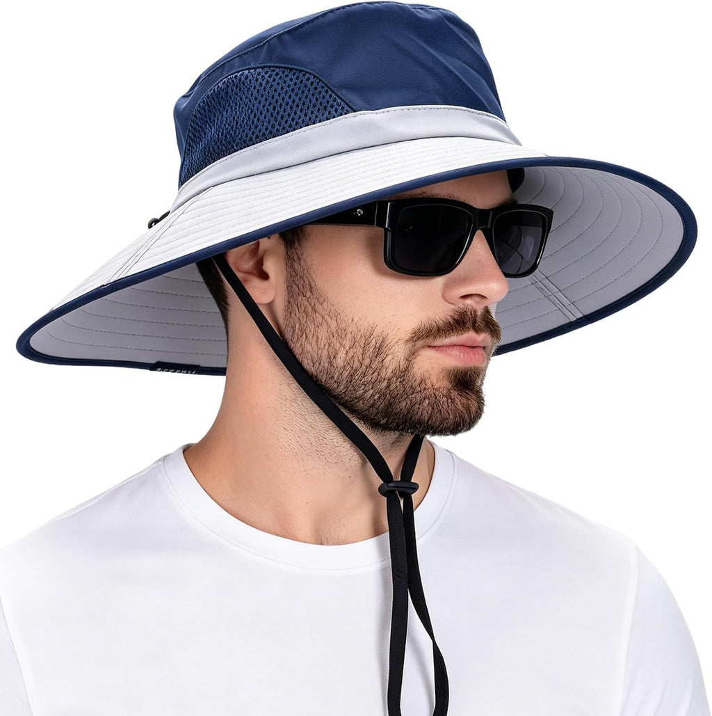 Wide Brim Sun Bucket Hat, Waterproof Boonie Hat for Men & Women | UPF 50+ UV Protection, Adjustable Fit, Chin Strap & Sweatband, Foldable Durable for Fishing Hiking Garden Beach