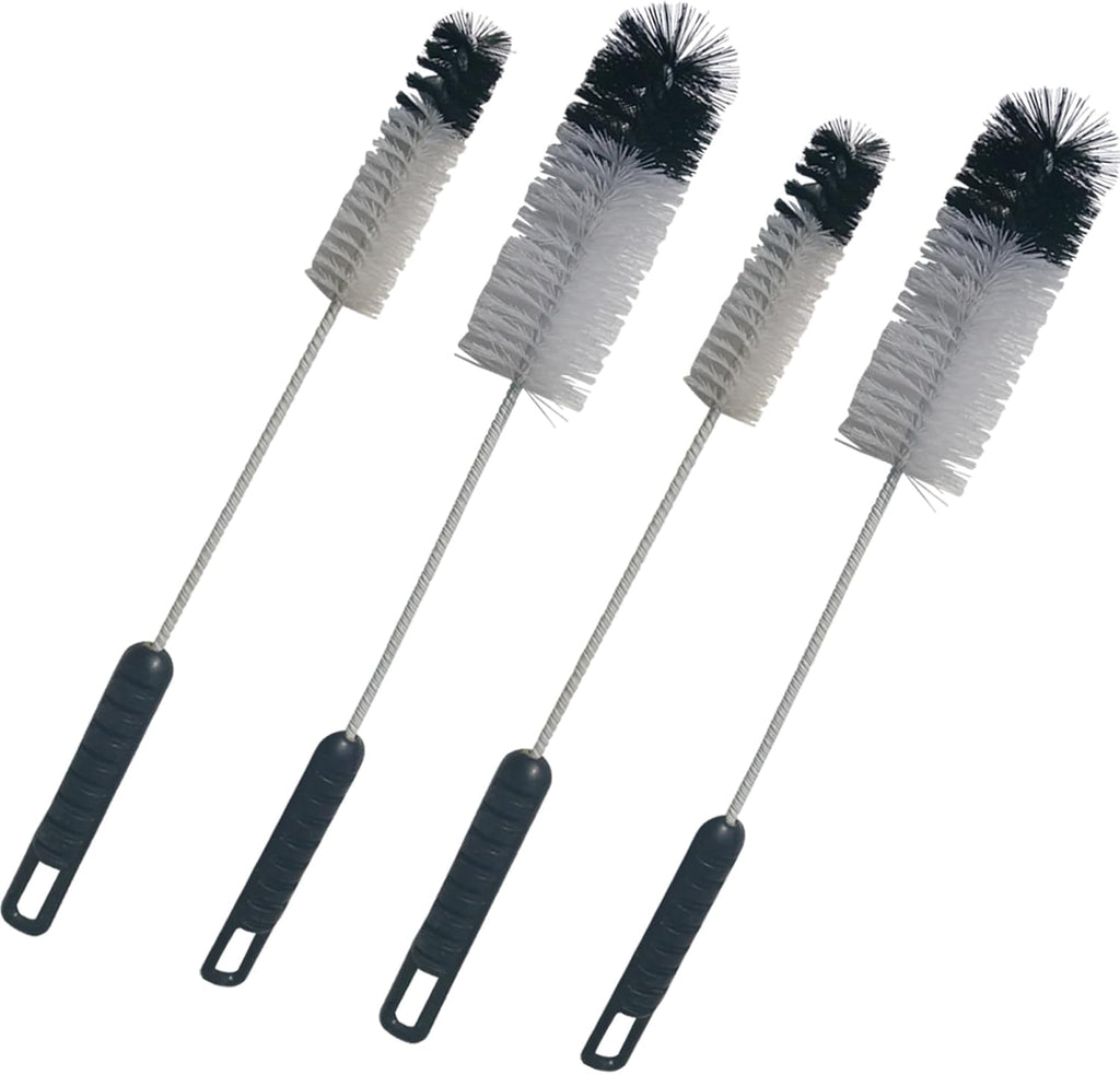 Bottle Brushes Thin Long Handle X 2, Utility Skinny Wire Cleaner Set Big Small, Bendable Flexible for Cleaning Narrow Neck Water, Beer, Wine, Baby Bottles, Pipes, Tubes, Hoses, and Flasks