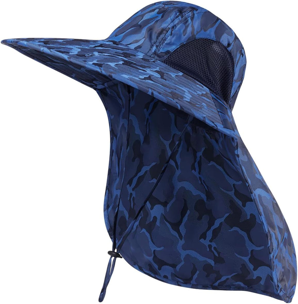 Outdoor Sun Hat for Men with 50+ UPF Protection Safari Cap Wide Brim Fishing Hat with Neck Flap, for Dad…