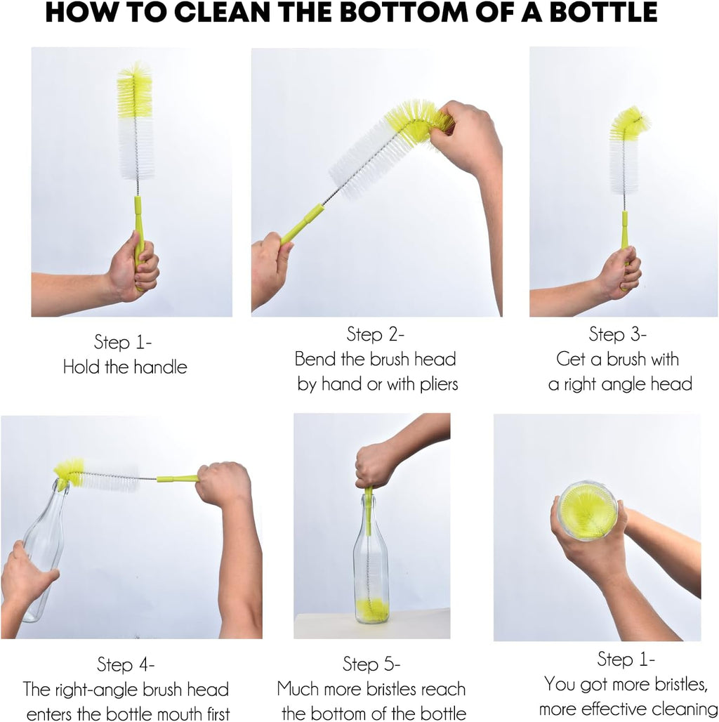 16 Inch Long Bottle Brush Cleaner for Washing Wine/Beer/Sport Well/Thermos/Glass, Hummingbird Feeder and Long Narrow Neck Sport Bottles