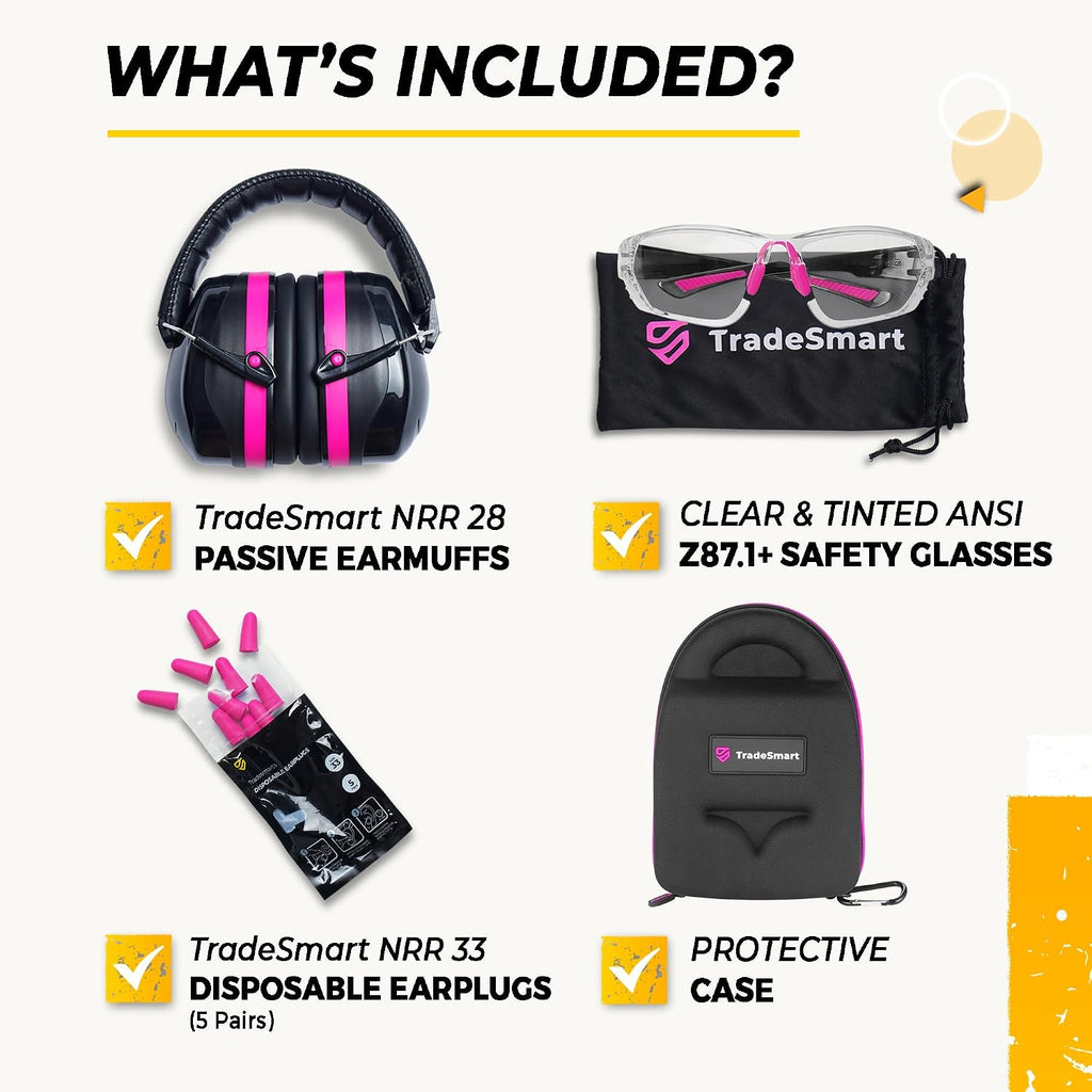All-In-One Shooting Ear Protection - Comfort+ NRR 28 Earmuffs, Glasses & Earplugs + Carry Case