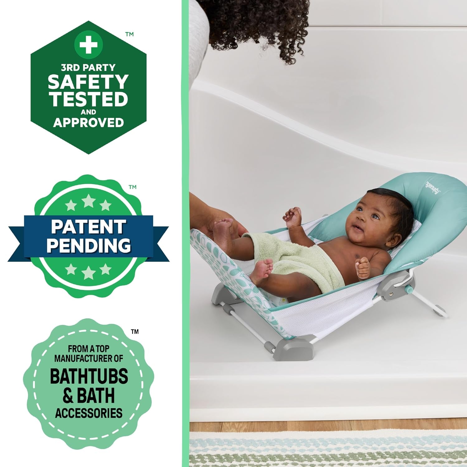 Foldaway 2-Position Bather, 2-Position Bath Support for Sink or Bathtub, for Ages 0-6 Months, up to 20 Pounds
