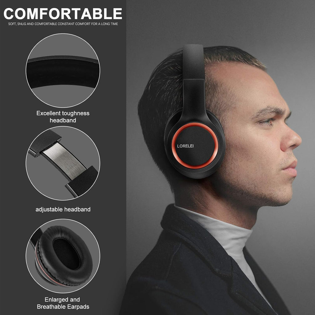 X8 Over-Ear Wired Headphones with Microphone with 1.45M-Tangle-Free Nylon Line&3.5Mm Plug,Lightweight Foldable & Portable Headphones for Smartphone,Tablet,Computer,Mp3/4(Space Black)